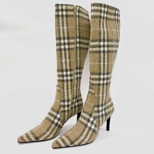 Burberry Wool Nova Check Plaid Boots